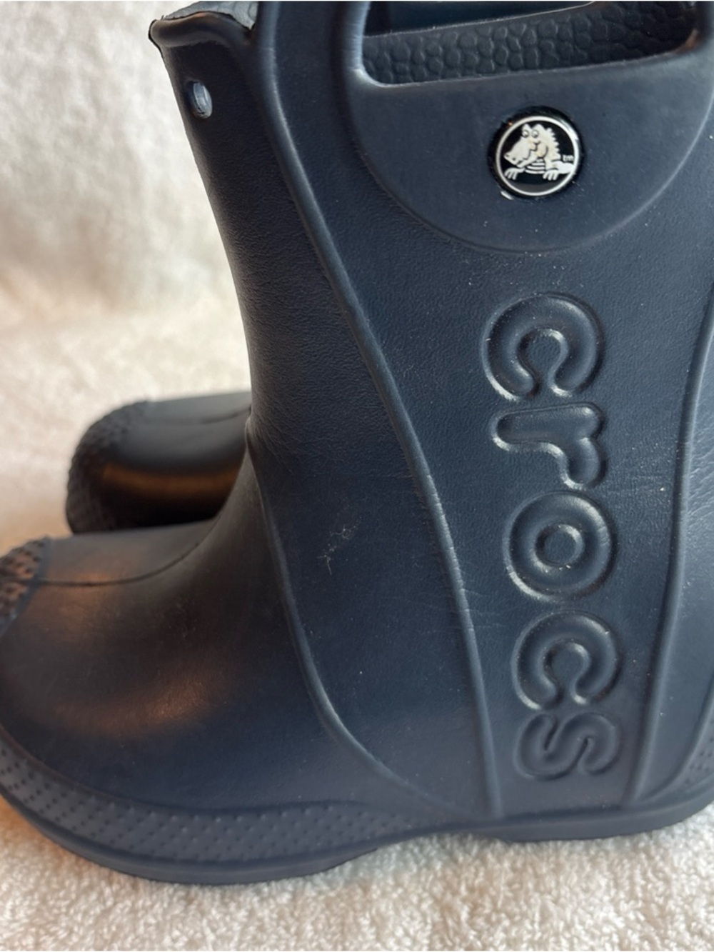CROCS Navy Solid Rain Boots with Logo size 8C for kids